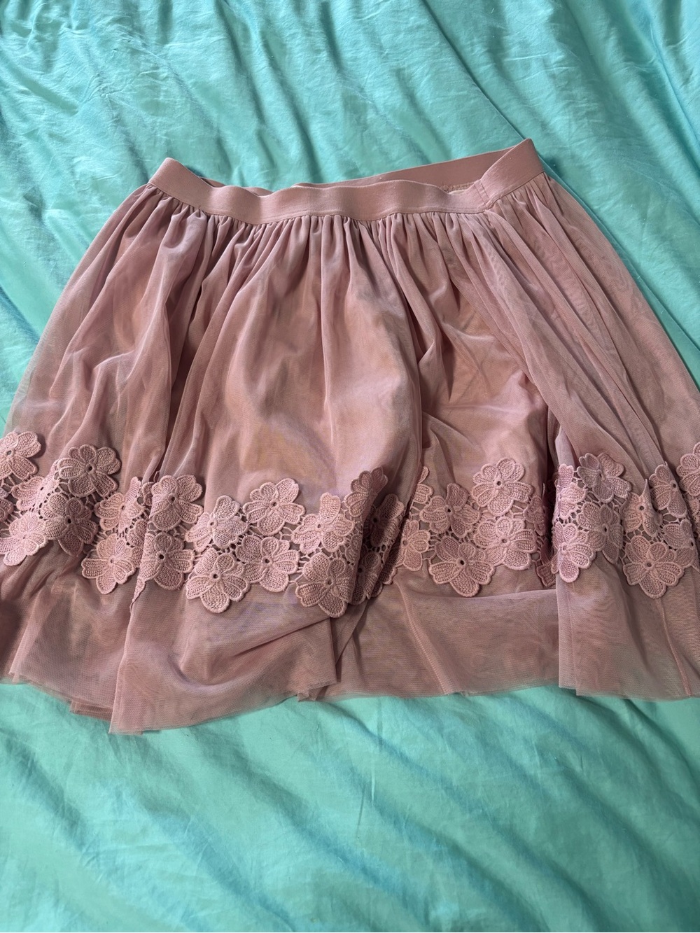 Women’s Pink Lace-Trim Tulle Skirt 2x